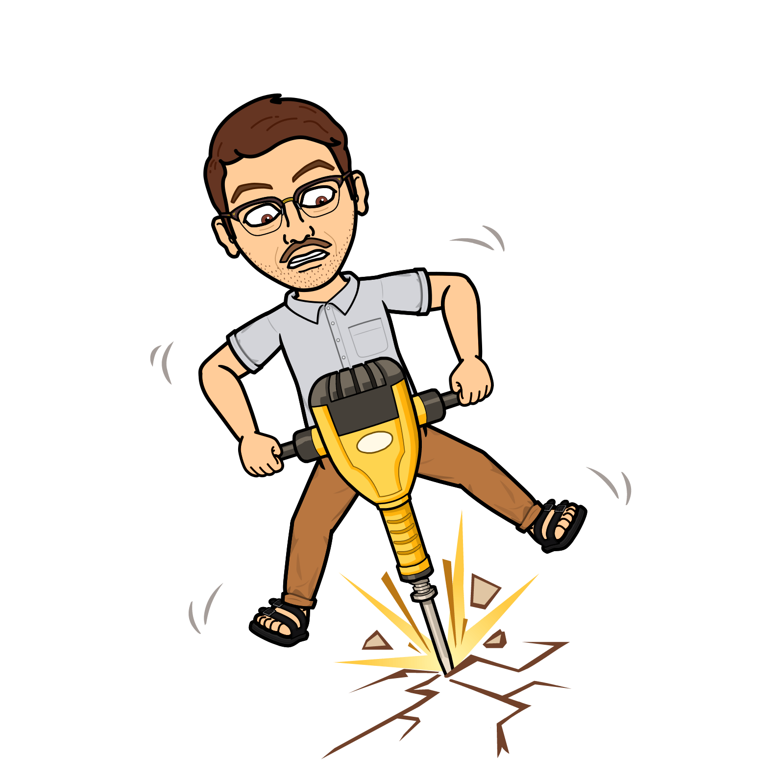 Andrew Givens Bitmoji with a jack hammer
